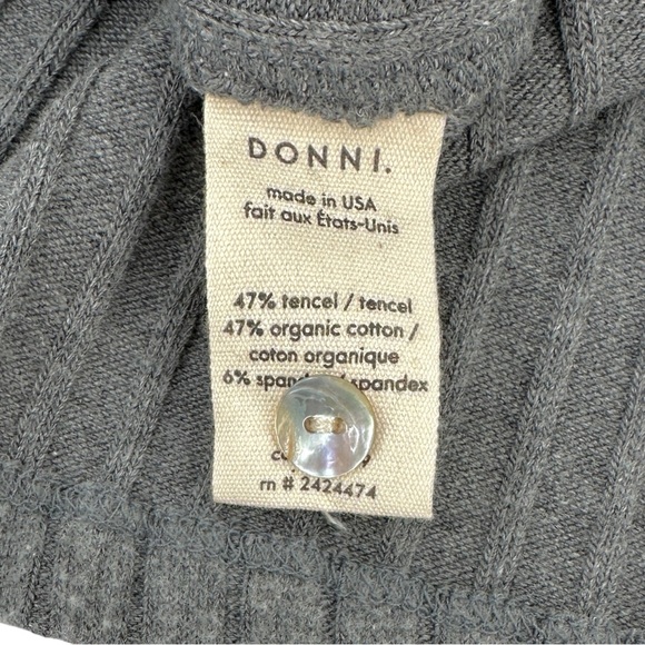 Donni "The Sweater Rib Cardi" Gray Button Up Organic Cotton Cardigan Sweater - M - Picture 6 of 9